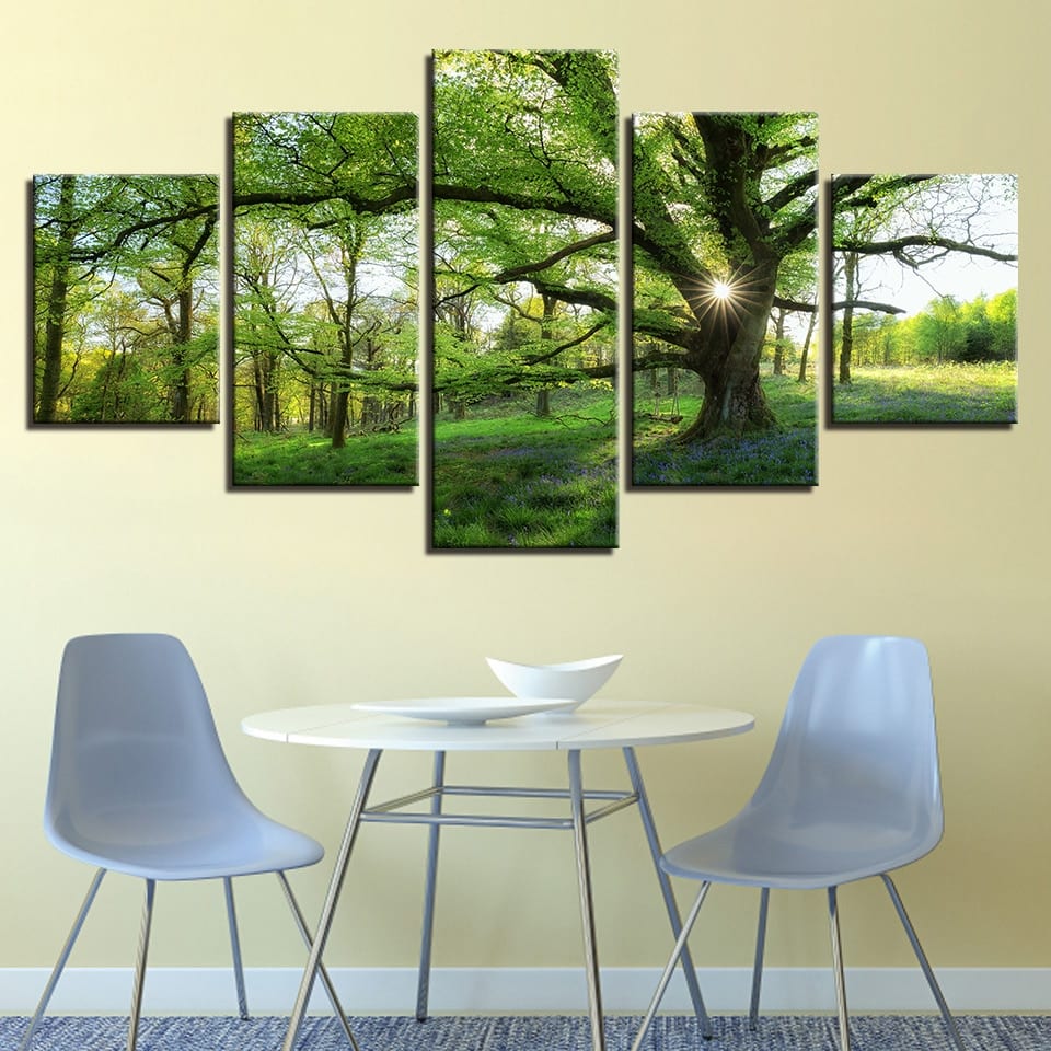 24 x 36 Kess InHouse EBI Emporium Forest Through The Trees 5 Teal White Luxe Rectangle Panel 